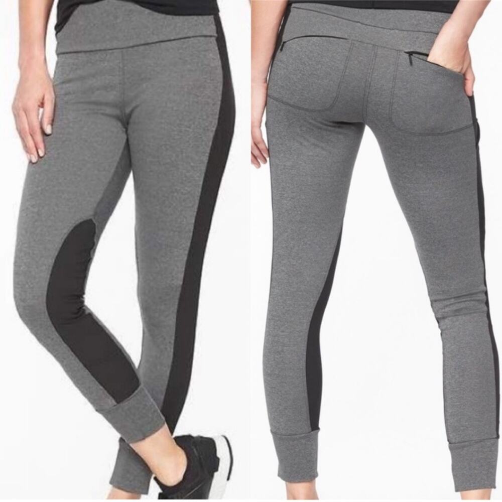 Athleta Essex Hybrid Tight Heather Women's Size Medium Gray and Black Leggings